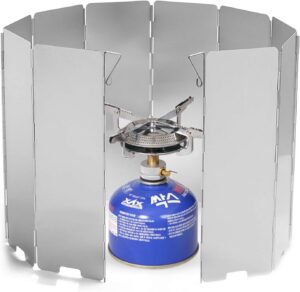 37f4d4bcc8935820 Camping windshield, Folding Outdoor Windscreen, Aluminum windshield for gas stove, light weight for hiking, backpacking, camping (10 plates)