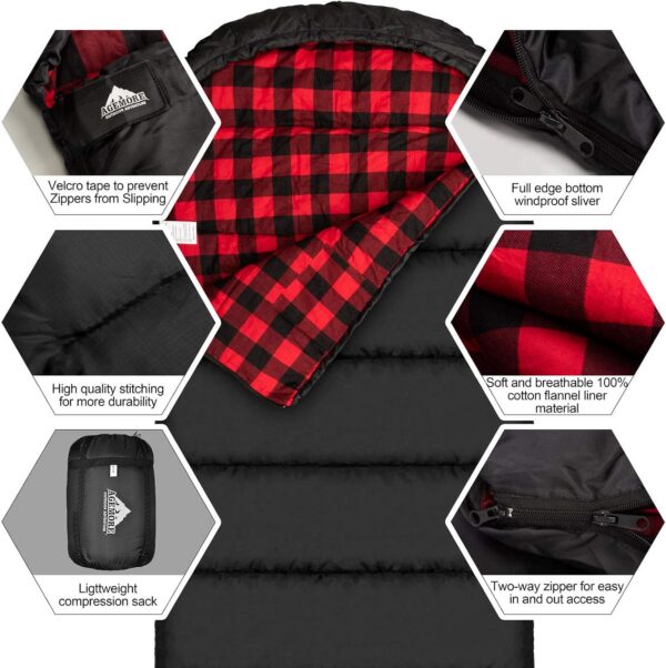 37fefdc4b448e05f Mcota Cotton Flannel Sleeping Bag for Adults, 100% Cotton Lining Sleeping Bag for Camping, Hiking, Backpacking Travel, Lightweight & Portable,3-4 Season Warm Weather Use