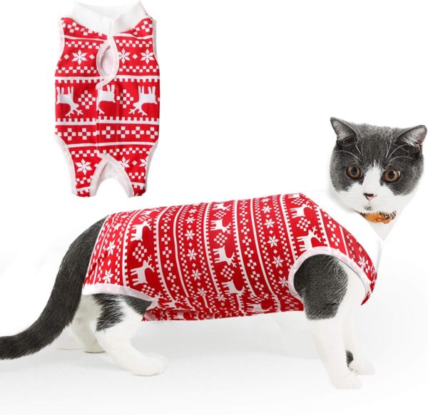3812f3b77e62d42e Cat Recovery Suit for Male and Female Surgical Post Surgery Soft Cone Onesie Shirt Clothes Neuter Licking Protective Diapers Outfit Cover Kitten Spay Collar(M, Grey)