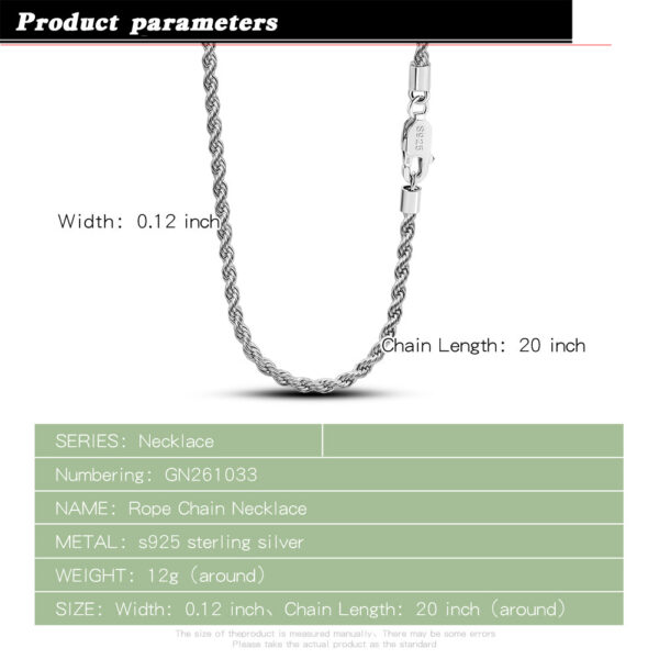 381bc5106e41e712 Men 100% Sterling Sier 3mm Twist Rope Necklace Women Diamond Cut Clasp Box Chain 16-30 inch Chocker Jewelry Boy Gifts