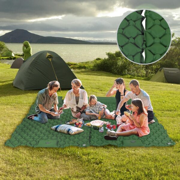 382cc2748e50458f ZealWe Isomatte Camping Selbstaufblasend 2 Persone Ultraleicht Schlafmatte, Kleines Packmaß mit Fußpresse Pumpe & Kissen, Camping Matratze für Outdoor, Wandern, Zelt
