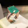 NEW Fashion Gold S Sier Emerald Paraiba Couples Ring For Women Full Diamond Zircon Engagement Gift Jewelry