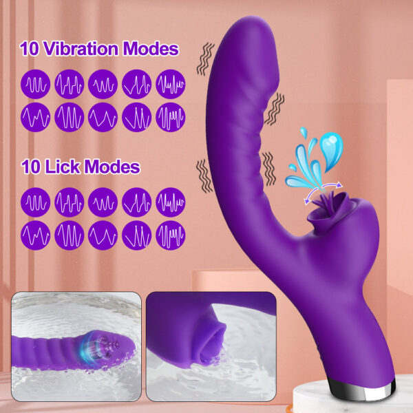 385f5585cf4f746f Vibrator For Women 2 In 1 Licking hine Clitoris Stimulator G-Spot Powerful Vibro Dildo Wand Female Clit Sucker Adult Sex Toys