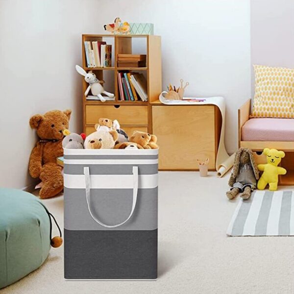 386866d82e0fbb65 1pc Grey Large Capacity Waterproof Cotton Linen Dirty Basket Simplified Clothes Sundrie Box Foldable Storage Bag