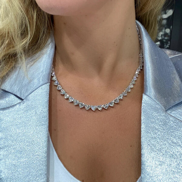 3869c90ad539348f 1carat Heart Cut Moissanite Tennis Necklace Bracelet Jewelry Set for Women Sier Diamond Neck Chain Choker with Certificate