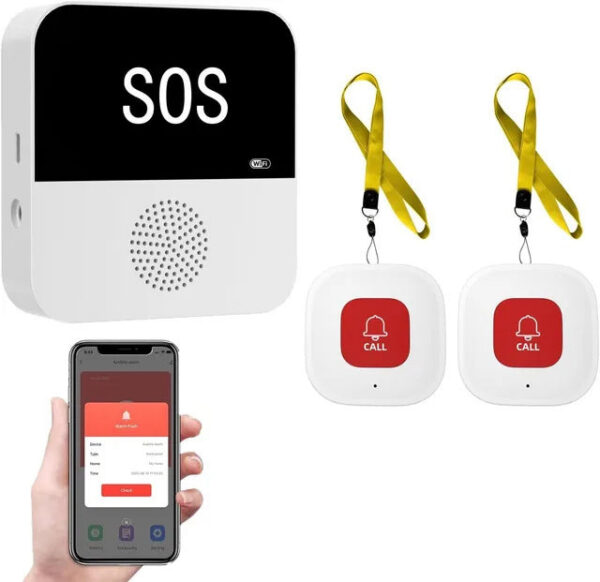 Wireless WiFi Caregiver Pager Call Button Emergency SOS Medical Alert System for Seniors Patients Elderly At Home