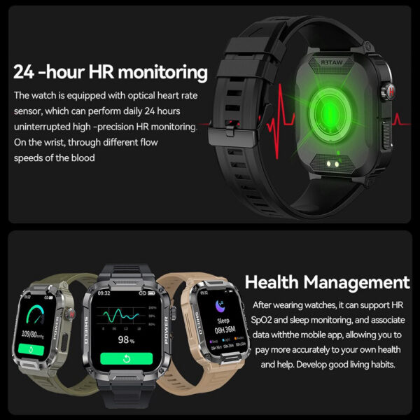 MELANDA 1.85 Outdoor Military Smart Watch Men Bluetooth Call Smartwatch For Android IOS IP68 Waterproof Sports Fiess Watches