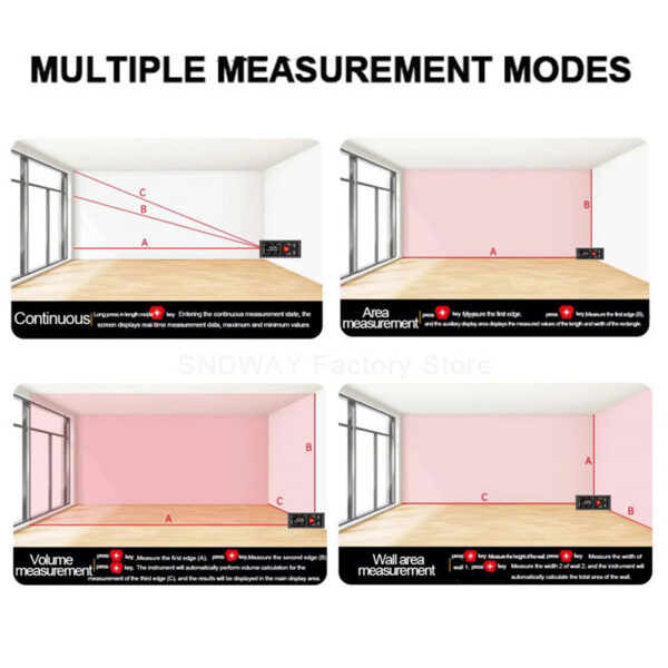 387fe41e1b6607da SNDWAY SW-DR/DG Series 2 Way Measure Rangefinder Red Green Laser Distance Meter 60M 100M Mini Digital Range Finder