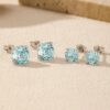 MODIAN Sparkling 925 Sterling Silver Delicate Rose Cut Simulated Aquamarine Trendy Stud Earrings For Women Wedding Jewelry
