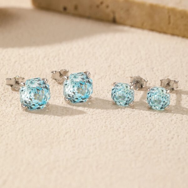 MODIAN Sparkling 925 Sterling Silver Delicate Rose Cut Simulated Aquamarine Trendy Stud Earrings For Women Wedding Jewelry
