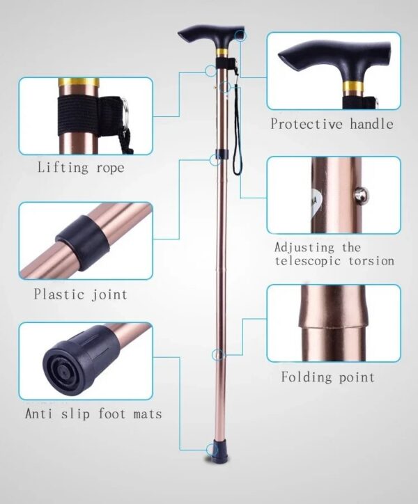 389329df47f6eb41 Hiking Camping Mountaineering Walking Stick Telescopic Baton Trekking Poles Folding Cane Crutches Pole Unisex