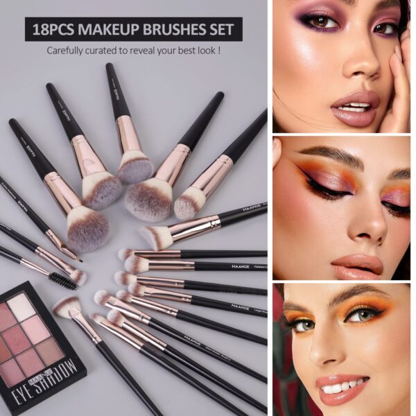 3895952fbcf56b70 Maange 18Pcs Makeup Storage Set Soft Bristles Foundation Brushes Eyeshadow Blusher Concealer For Women Beginner Kit