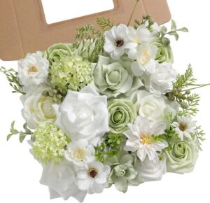 YYHUAWU Artificial Flowers Combo Set Fake Flower Leaf Box with Stems for DIY Wedding Bouquets Centerpieces Arrangements Baby Shower Party Home Decorations
