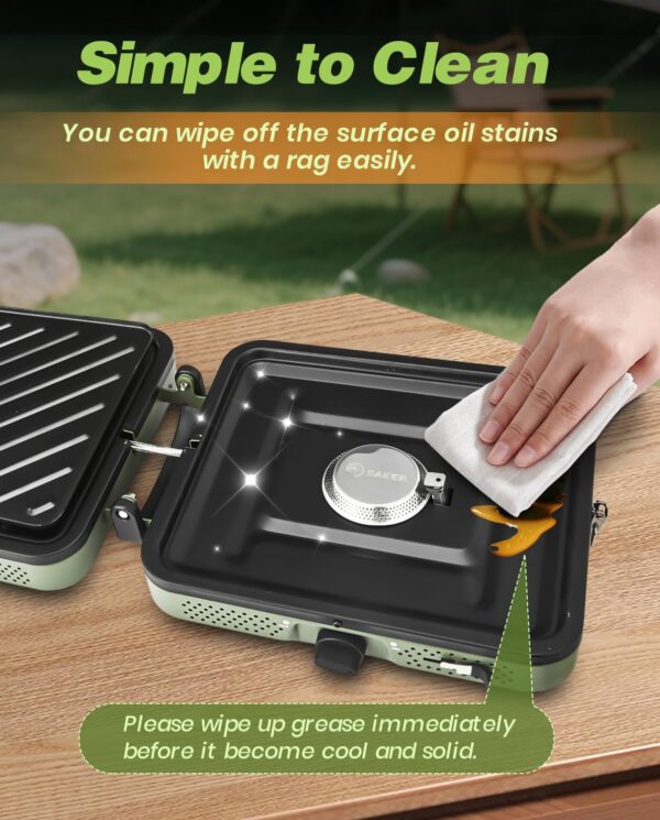 Saker 2 Burner Propane Camping Stove with Grill: Foldable Portable Camp Stove with Carry Bag - Adjustable Burners Camping Grill for BBQ Tailgating Gear - Backpacking Outdoor Cooking