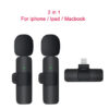 Mini Portable Wireless Tie Microphone Lavalier Mic For Iphone Android MobilePhone Interview Recording Live Vlog Broadcast Gaming