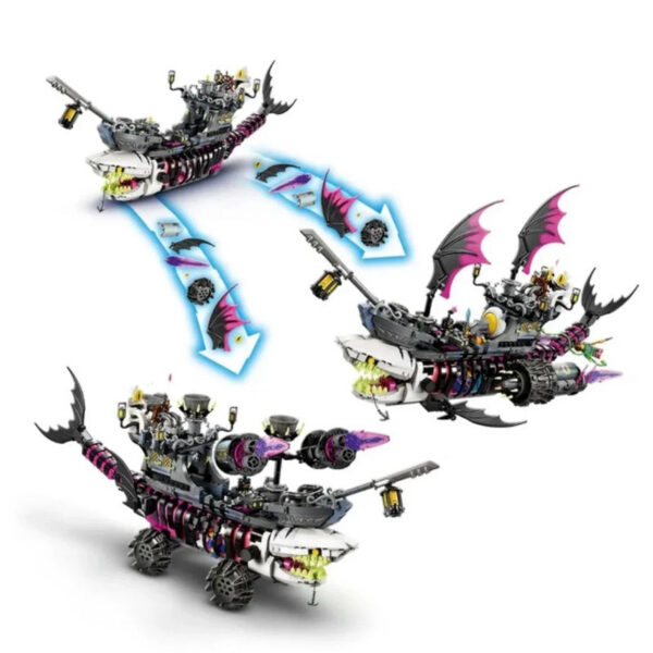 2023 New 71469 Dream Nightmare Shark Building Blocks Bricks Set Ship Monster Vehicle Toy Creative Play Gift for Kid