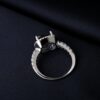 Potiy Huge 4.73ct Created Blue Sapphire 925 Sterling Silver for Women Engagement Wedding Ring Statement Gemstones Jewelry gift