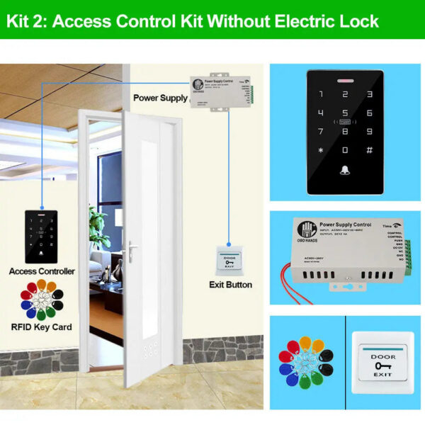 39086bb7b2b82e1c Outdoor Access Control System Kit Set Waterproof RFID Keypad 125KHz 13.56MHz NFC + 180KG Electric Magnetic Lock Strike Locks