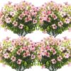 390f10cbeacaf432 Grunyia 10 Bundles Artificial Flowers Outdoor UV Resistant Fake Flowers No Fade Faux Plants Garden Porch Window Box Decorating (White)