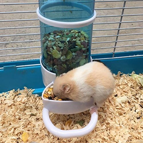390fd41254908e82 Pet Feeder Automatic,Bird Hamster Small Animal Feeder, Automatic Feeding Device Dispenser for Hamster Bird Pigeon Parrots Mini Hedgehog with Holder (5.90x2.83x6.10in)