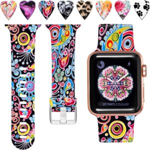 3917e63412e848b7 Laffav Compatible with Apple Watch Band 41mm 40mm 38mm iWatch Series 9 & Ultra 2 & SE & Ultra & Series 8/7/6/5/4/3/2/1 for Women Men, Colorful Jellyfish, M/L
