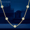 391d736a4232e8a4 5mm 5 Stones Bubble Moissanite Necklace Certified Original 18k Gold Plated 925 Silver Diamond Choker Chain for Women Jewelry GRA