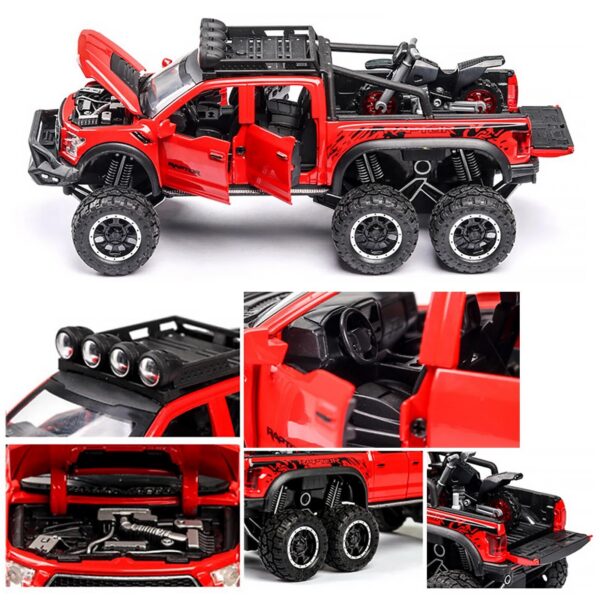 1:24 Pickup Trucks Boys F150 Raptor Diecast Metal Model Car with Sound Light for Kids Age 3 Year and up Blue