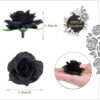 Kesoto 50pcs Black Roses Artificial Flowers Bulk, 1.6 Inch Small Silk Fake Roses Flower Heads for Decoration, Crafts, Wedding Halloween Party Home Decor