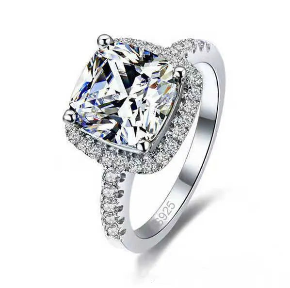 Emerald Cut 2ct Diamond Cz Ring Sterling Sier Promise Engagement Wedding Band Rings for Women Gemstones Party Jewelry Gift