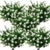 Grunyia 10 Bundles Artificial Fake Flowers, Faux Outdoor Plastic Plants UV Resistant Shrubs Outside Indoor Decorations (Purple-Eucalyptus)