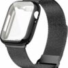 Geoumy Metal Magnetic Bands Compatible for Apple Watch Band 41mm with Case, Stainless Steel Milanese Mesh Loop Replacement Strap Compatible with iWatch Series 8/7/6/5/4/3/2/1 SE Women Men,Brown Gold