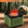 Indwell Camping Stove with Infrared Burner, Single Burner Propane Stove Ultra-Thin Design Adjustable Flame Control Wind-Resistant Portable Gas Cooker for Camping Hiking Outdoor Cooking