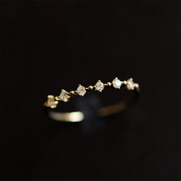 Sterling Sier Plating 14k Gold Fashion Simple Pavé Diamond Ring Women Exquisite Sweet Wedding Jewelry Accessories