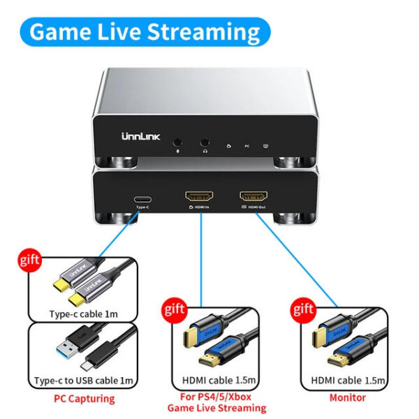 3943d529b5eb6eaf Unnk 2K 120Fps Game Video Capture Card 4K 60Fps Live Streaming Recording for PS5/4 Xbox Switch
