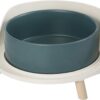 394999545c47a772 Cat Food Water Bowl Set - Raised Cat Bowls with Non Slip Stand - Elevated Puppy Bowls for Small Dogs - Double Ceramic Cat Feeding Bowls with Splash Proof Guard - Tall Cat Dishes - 2 x 480 ML - 16.2 OZ