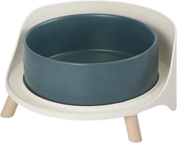 394999545c47a772 Cat Food Water Bowl Set - Raised Cat Bowls with Non Slip Stand - Elevated Puppy Bowls for Small Dogs - Double Ceramic Cat Feeding Bowls with Splash Proof Guard - Tall Cat Dishes - 2 x 480 ML - 16.2 OZ