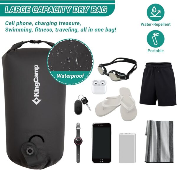 KingCamp Air Pump Sack, Roll Top Compression Pump Bag Ultralight Pump Sack Multi-Use Waterproof Outdoor Dry Bag Storage Bag for Inflation Sleeping Pad, Mattress & Camping Mat
