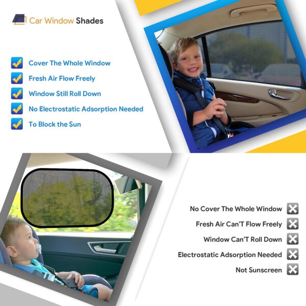 2 Pack Breathable Mesh Side Sun Shades, Stretch Car Screens Baby/Camping Heat B