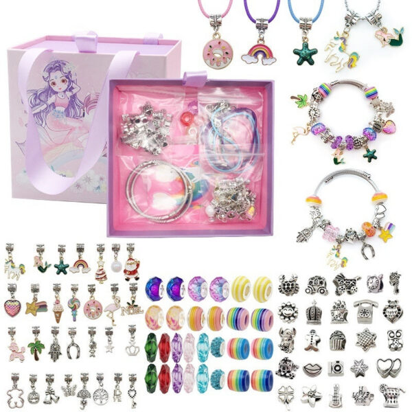 397a34abaf066b95 DIY Bracelet Jewelry Girl Kids Making Accessories Kit with Beads Pendant Charms Bracelets and Necklace String