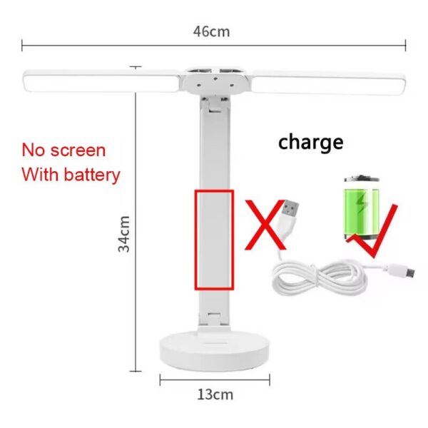 39977e789ee7ecfa LED Clock Table Lamp USB Chargeable Dimmable Desk Lamps 2 Heads 180 Rotate Foldable Eye Protection Desktop Reading Night Lights