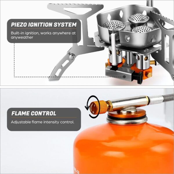 399aa7ed422929c3 Camping Gas Stove 6600W, Portable Outdoor Camping Furnace, Folding Wild Camp Gas Burner, Backpacking Stove Suitable for Hiking, Camping, Trekking and Picnic
