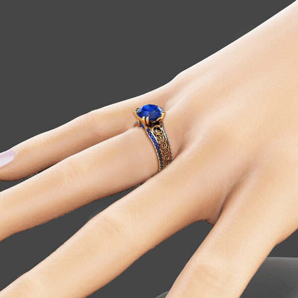 39ab3c30f762ec0c HOYON 14K Gold Color Blue Sapphire For Women Wedding Jewelry Diamond Style Red Gemstone Ruby Rose Ring Free Shipping