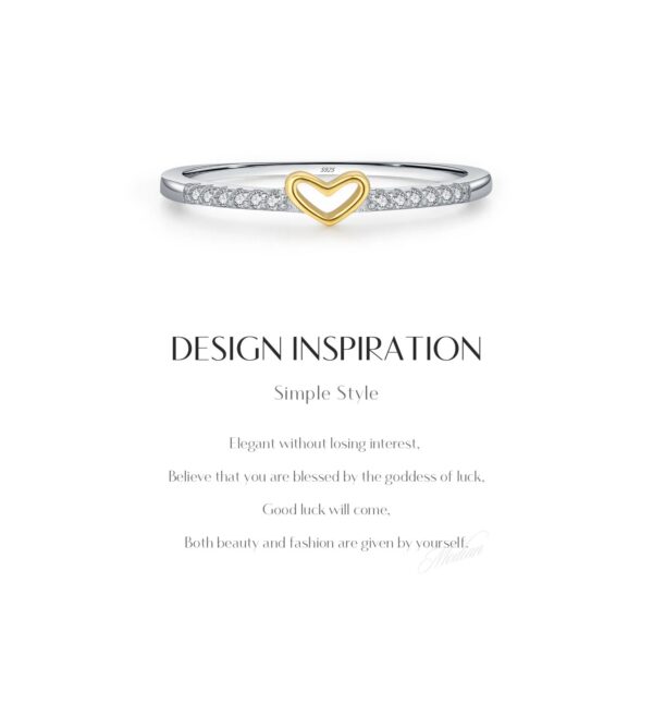39c473d94c0001ba MODIAN 925 Sterling Silver Simple Romantic Heart Finger Ring Trendy Metallic Contrast Design Rings For Women Fine Jewelry