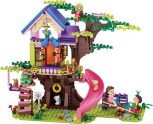 39c48389089bd009 Tree STEM Toy Creative Construction Set 642PCS Forest House Building Bricks Treehouse Animals with Box