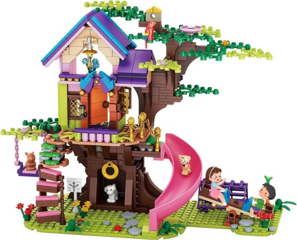 39c48389089bd009 Tree STEM Toy Creative Construction Set 642PCS Forest House Building Bricks Treehouse Animals with Box