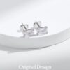 MODIAN 925 Sterling Silver Simple Emerald Cut CZ Stud Earrings Hypoallergenic Earrings For Women Wedding Engagement Fine Jewelry