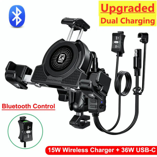 39f358f878af293d Motorcycle Phone Holder Wireless Charger Motorbike Moto Mirror Mobile Stand Support USB Fast Charging Cellphone Handlebar Mount