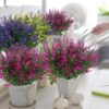 8 Bundles Outdoor Artificial Lavender Fake Flowers UV Resistant Shrubs, Faux Plastic Greenery for Indoor Outside Hanging Plants Garden Porch Window Box Wedding Farmhouse Decor (Orange Red)