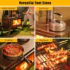 Portable Hot Tent Stove,Wood Burning Stove for Camping, Tent Stove With View Glass, Large Stainless Steel Camping Stove With 5 Chimney Pipes for Outdoor Heating and Cooking