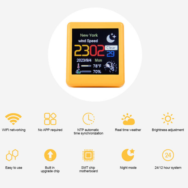 3a1c4ed43bfa318d MINI Size Smart WIFI Weather Station Clock for Game . DIY Cute GInimations and Electronic Album Function